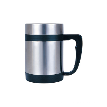 Double Wall 18/8 Stainless Steel Tea Cup with Plastic Handle